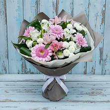 Букет цветов из:  Герберы, Альстромерии и Хризантемы в Арсеньеве