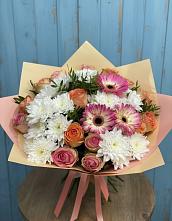 Букет цветов из:  Розы, Герберы и Хризантемы в Арсеньеве