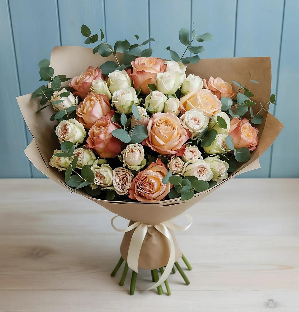 Букет цветов из: Альстромерии и Розы в Арсеньеве