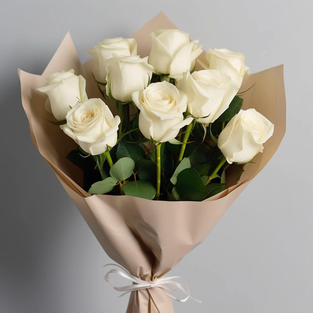 Букет 9 Белых роз Эдлесс Лав в Арсеньеве