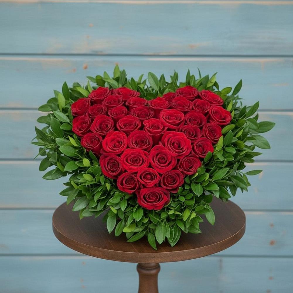 Цветочная композиция из Розы в виде сердца в Арсеньеве