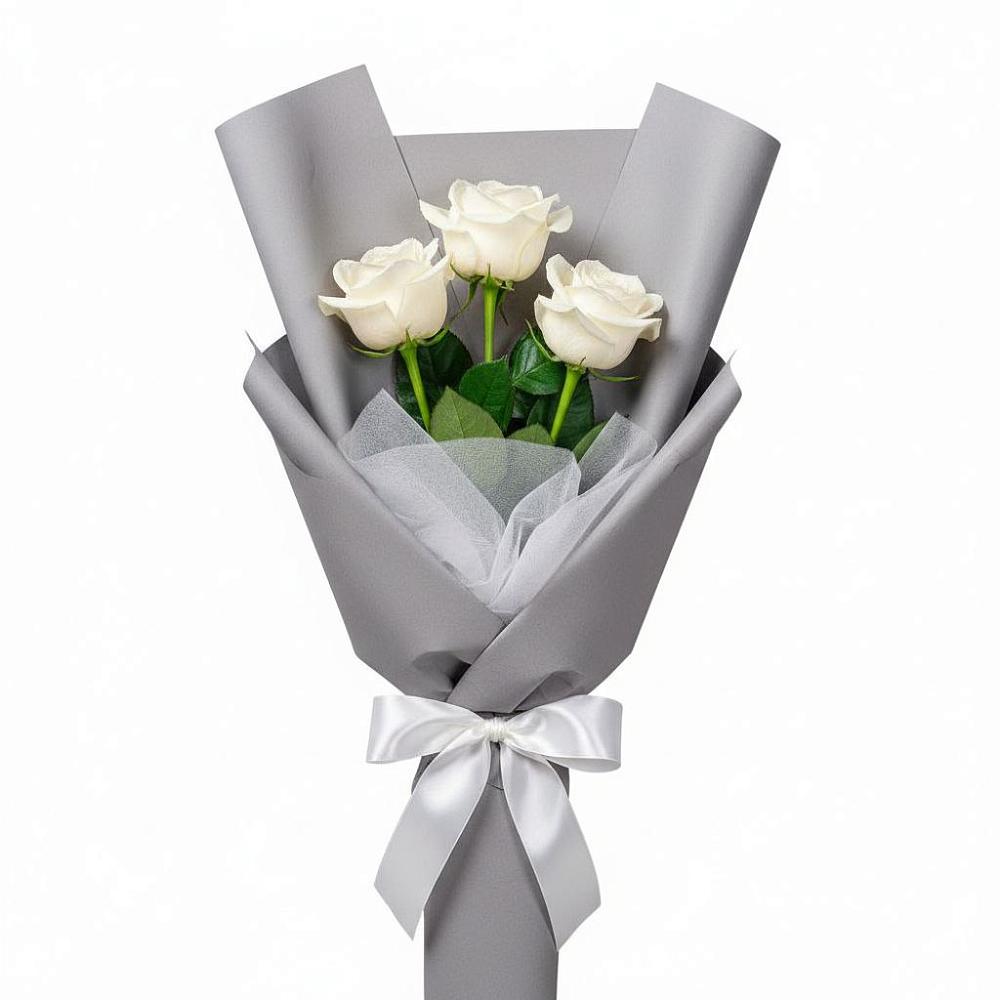 Букет 3 белые розы в Арсеньеве