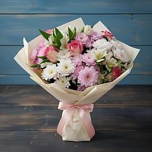 Букет цветов из:  Хризантемы, Альстромерии и Розы в Арсеньеве