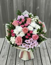 Букет цветов из:  Альстромерии, Гвоздики, Розы и Хризантемы #REPLACE_PRED# Арсеньеве