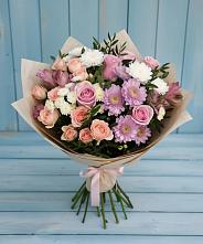 Букет цветов из:  Хризантемы, Розы и Альстромерии в Арсеньеве