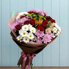 Букет цветов из:  Розы, Хризантемы и Альстромерии в Арсеньеве