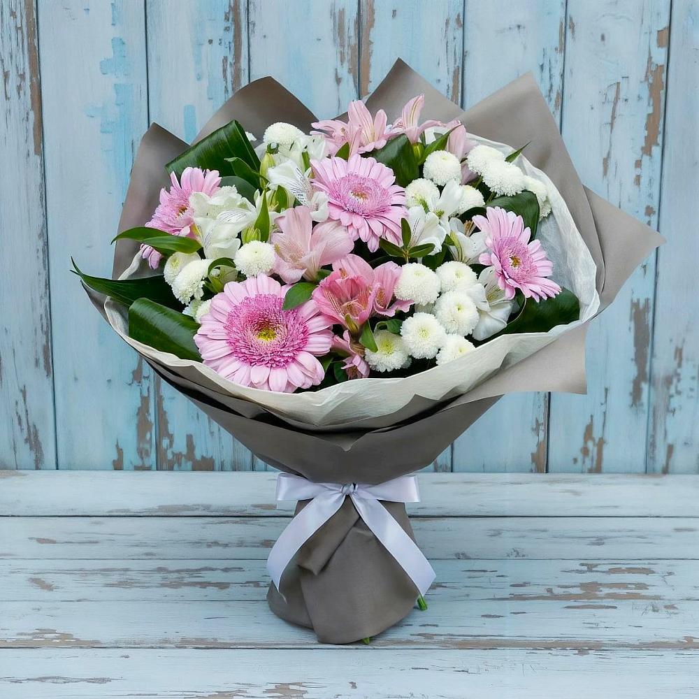 Букет цветов из: Герберы, Альстромерии и Хризантемы в Арсеньеве