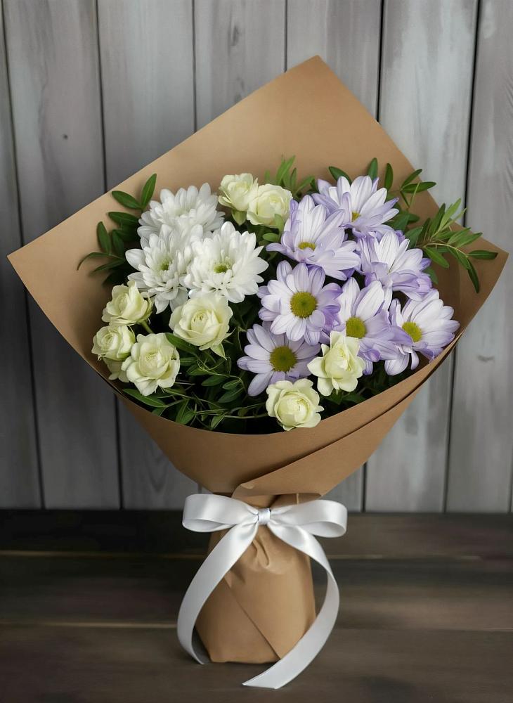 Букет цветов из: Хризантемы и Розы в Арсеньеве